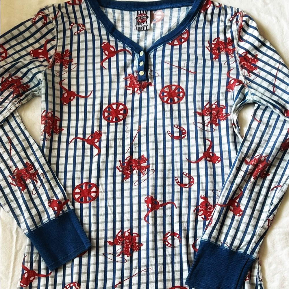 Sleepwear nightshirt Burgundy Blue Western Horse scanty Large